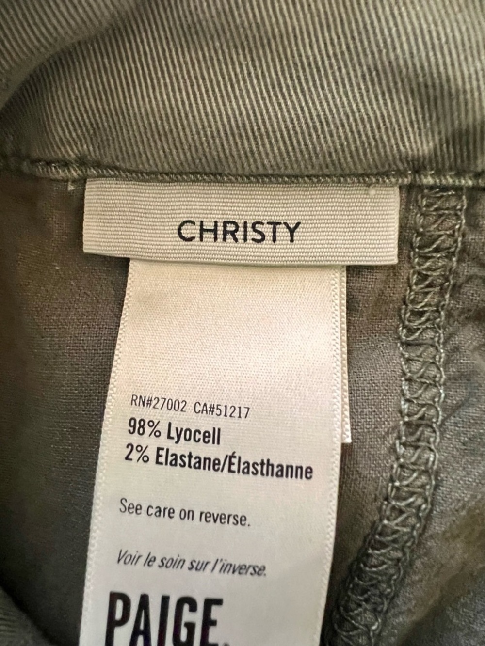 PAIGE Christy Pants Size 31 Olive Green Drawstring Ankle - Picture 3 of 6